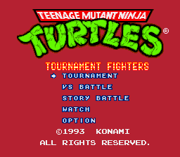Teenage Mutant Ninja Turtles - Tournament Fighters (USA) (Beta) Title Screen